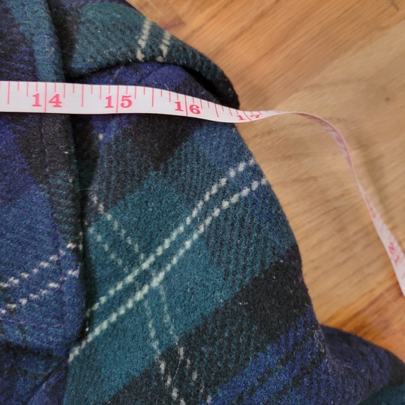 American Eagle Plaid Double-Breasted Women's Wool Coat Size M Blue & Green - Picture 10 of 16